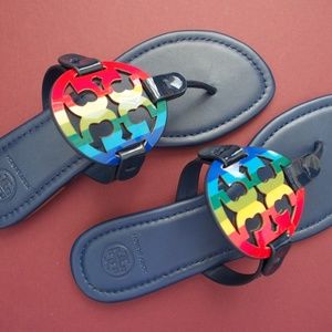 Tory Burch Bright Rainbow Miller Sandals S 7.5